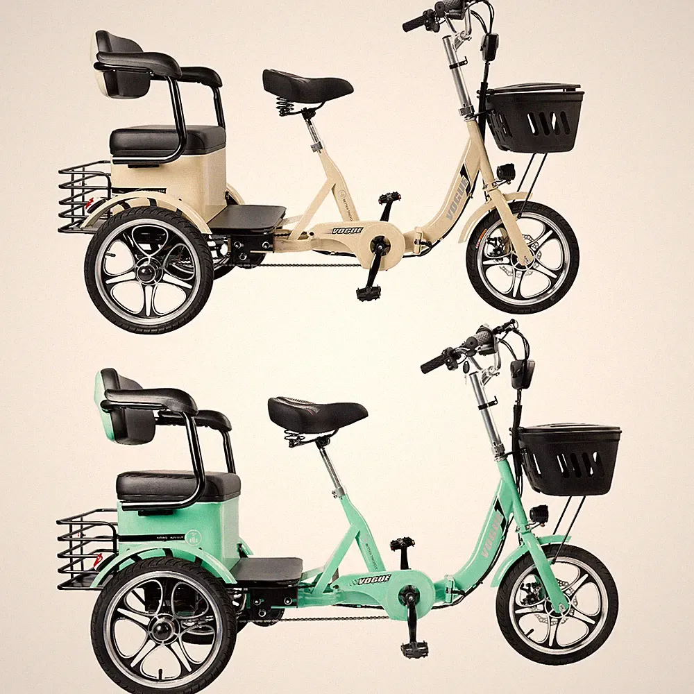 400W 48V 12A Elder Electric folding tricycle 3 wheel e-trike with Rear Seat