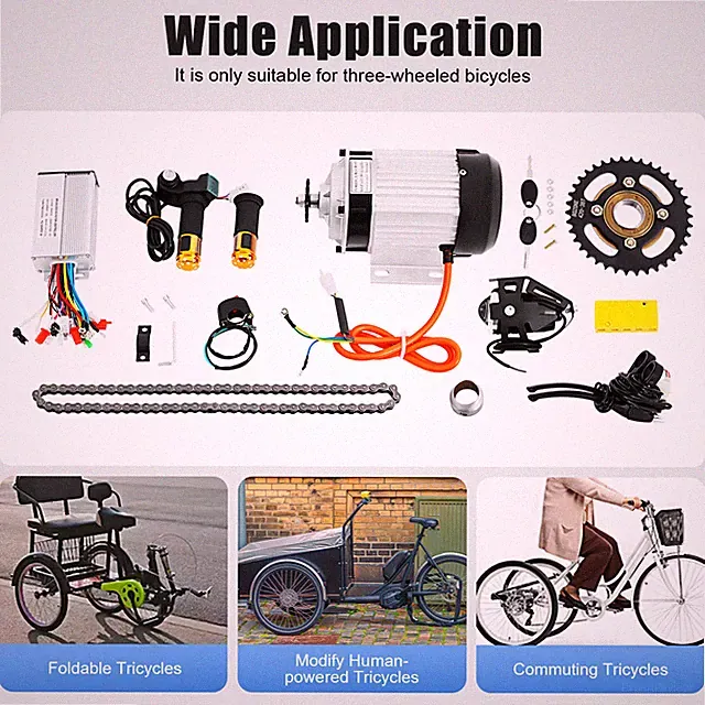 For Adults Tricycle Trike New 48V 750W Electric 3-wheel Bike Brushless Motor Kit