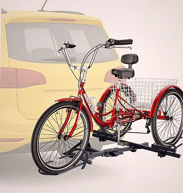 H&ZT Trike/Electric Tricycle Hitch Mount Rack 170 LBS Foldable Carrier Bike Rack