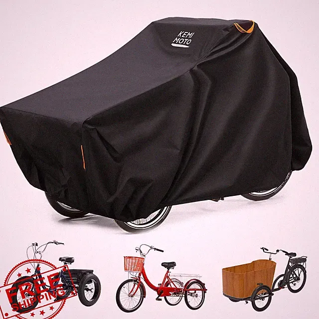 KEMIMOTO 420D Trike Cover Heavy Duty Waterproof Ebike Cargo Bike