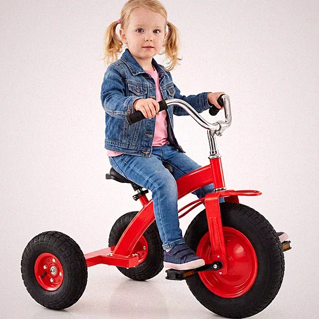 Kids Tricycle w/15 Inch Inflatable Rubber Tires, Adjustable Handlebar & Seat