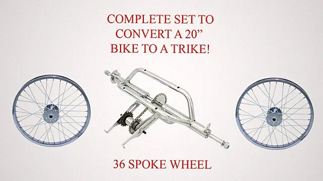 NEW!! 20" CHROME COMPLETE SET TO CONVERT A 20" BIKE TO A TRIKE! ALMOST GONE!!!