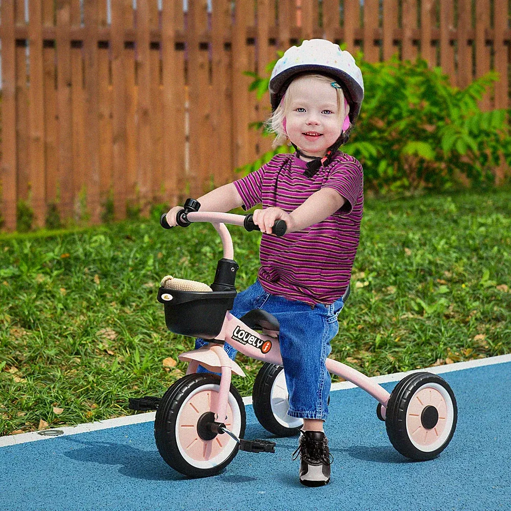 Qaba Tricycle for Kids Age 2-5, Toddler Bike for Girls and Boys, Pink