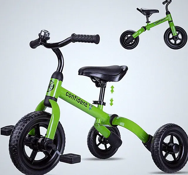 YGJT 3-in-1 Toddler Tricycle, Folding Balance Bike (Green) – NEW/DAMAGED BOX