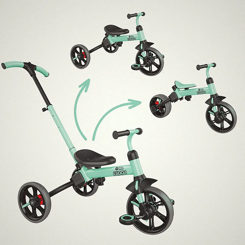 Yvolution Velo Flippa 4-in-1 Kids Tricycle to Balance Bike, Adjustable Seat and